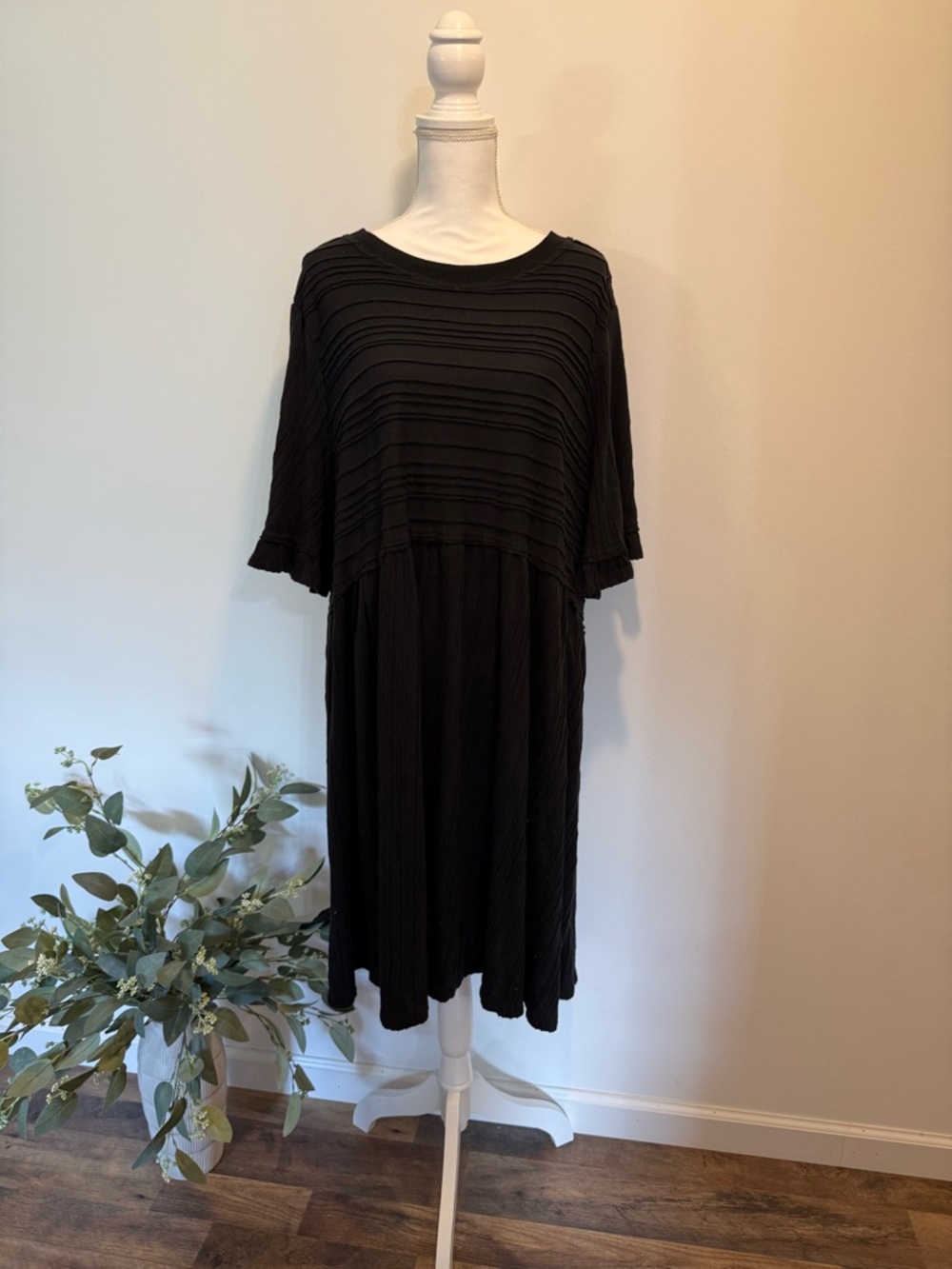 🖤 Terra & Sky Black Ribbed Midi Dress 🖤